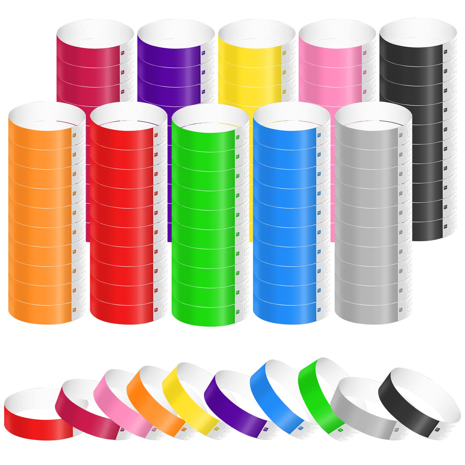 KINBOM 1100pcs Wristbands for Events, Wrist Bands Colors Waterproof Paper Bracelets Wristbands VIP Armbands for Events Party Music Festivals Concert Exhibitions(10 Colors)