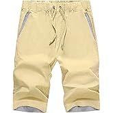 Janmid Men's Linen Casual Short Drawstring Summer Beach Shorts