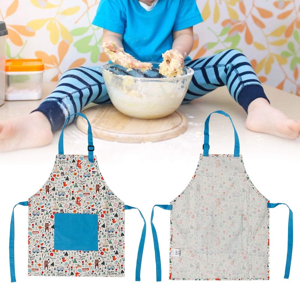 Kids Cooking Baking Painting Apron,Cotton Padded Home Kitchen Children Apron Red Lamb Pattern for Home Kitchen, Restaurant, Coffee house, drawing, Cotton