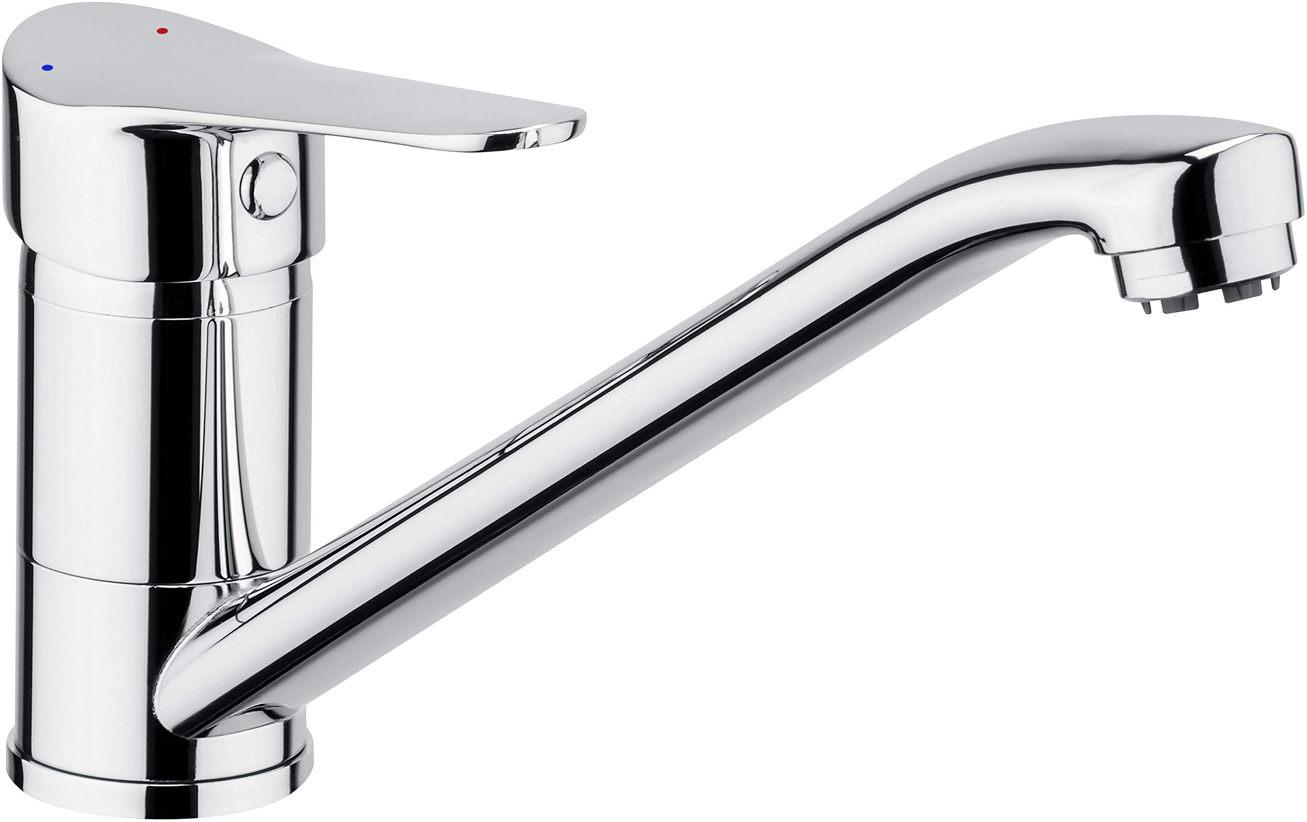 Cornat Veduta VED52 Single-Lever Sink High-Quality Brass Body Chrome-Plated 360° Pivoting Spout/Low Pressure Fitting/Kitchen Tap, Silver