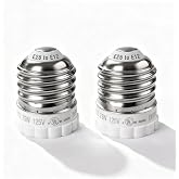 UL-Listed E26 to E12 Adapter, Standard Medium to Candelabra Socket, 2 Pack | PA Material, Copper Contact, Heat Resistant 200&deg;C, 75W Max, 0V-125V, for Chandelier Ceiling Fan Pendant Light