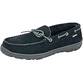 Clarks Mens Suede Leather Moccasin Slipper - Faux Fur Lining Cushion Comfort Removable Insole - Indoor Outdoor Slippers For Men (11 M US, Black)