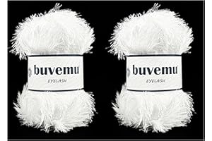 Buvemu Eyelash Fun Fur Yarn 100 Gram (3.53 Ounces) 175 Yards (160 Meters) (Optical White - 2 Skeins)