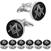 Freemason Masonic Cufflinks and Tuxedo Studs Set in Gift Box, Easy to Wear, Gifts or Jewelry for Men, Wedding Accessories.