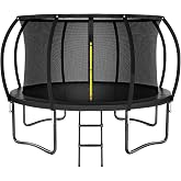 Kiivakii Recreational Trampoline, Outdoor Trampolines for Kids and Adults | Big Trampoline with Enclosure Net &amp; Ladder, Round Pumpkin Trampolines ASTM Approved, 8FT 10FT 12FT 14FT 16FT