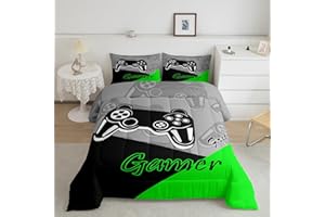 Feelyou Gamer Comforter Set Gaming Bedding Set for Teens Boys Video Game Decor Comforter Game Controller Quilted Duvet Set 1 Comforter with 1 Pillowcase Twin Green