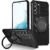 360°Spin Magnetic Stand for Samsung Galaxy S22 Case Military Grade Shockproof Slim Protective Case for Samsung S22 with Ring Kickstand, Black