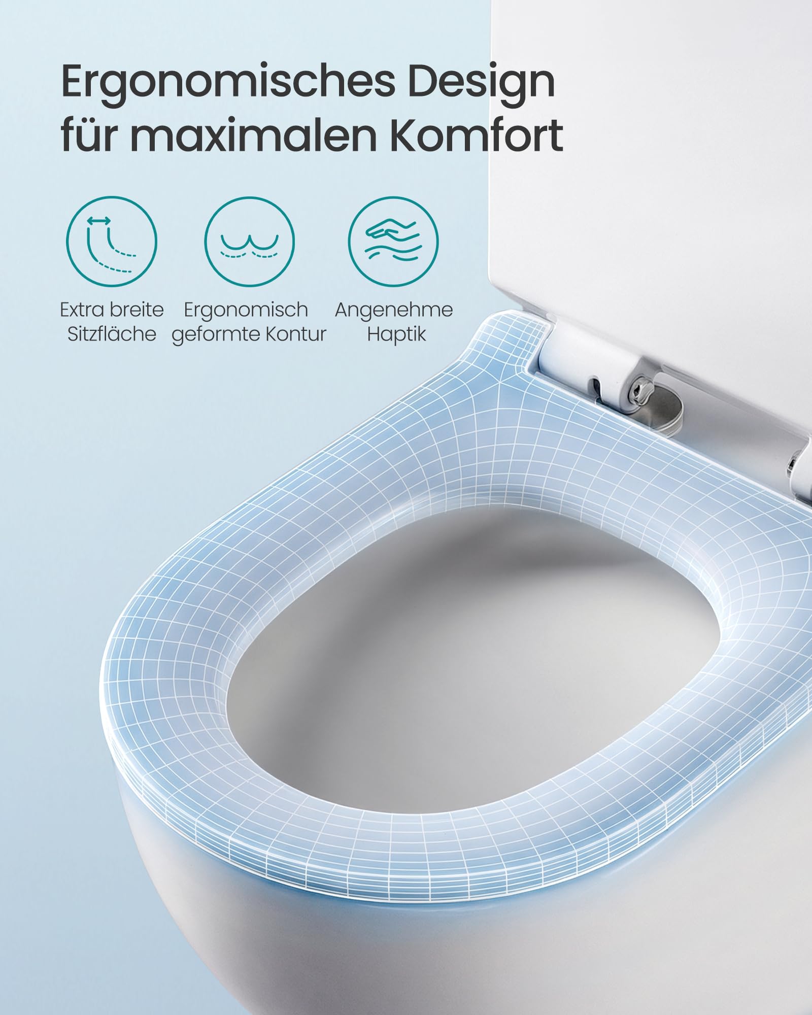 SONGMICS Toilettendeckel, lange D-Form, WC-Sitz mit Absenkautomatik, Toilettensitz schnell abnehmbar, Klodeckel einfache Montage, WC-Deckel Urea-Duroplast, bis 300 kg belastbar, weiß BTL102WZ01 8