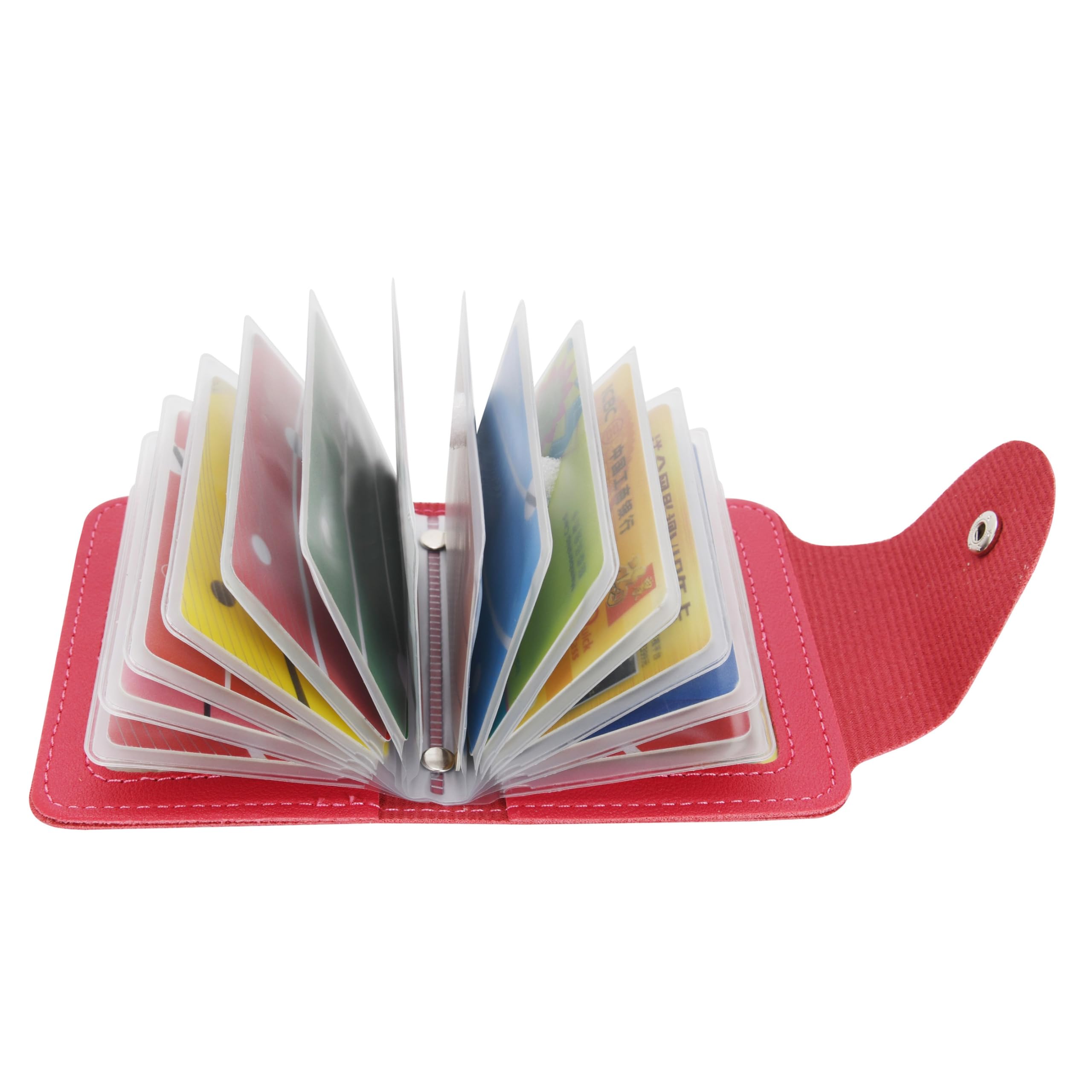 GERIINEER Credit Card Holder Leather Wallet for Women and Men Bank Card Case Wallet ID Card Organiser Business Card Case - 28 Card Slots (Rose)