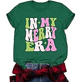 Valiri Christmas Shirts for Women in My Merry Era T-Shirts Merry Xmas Holiday Tee Tops