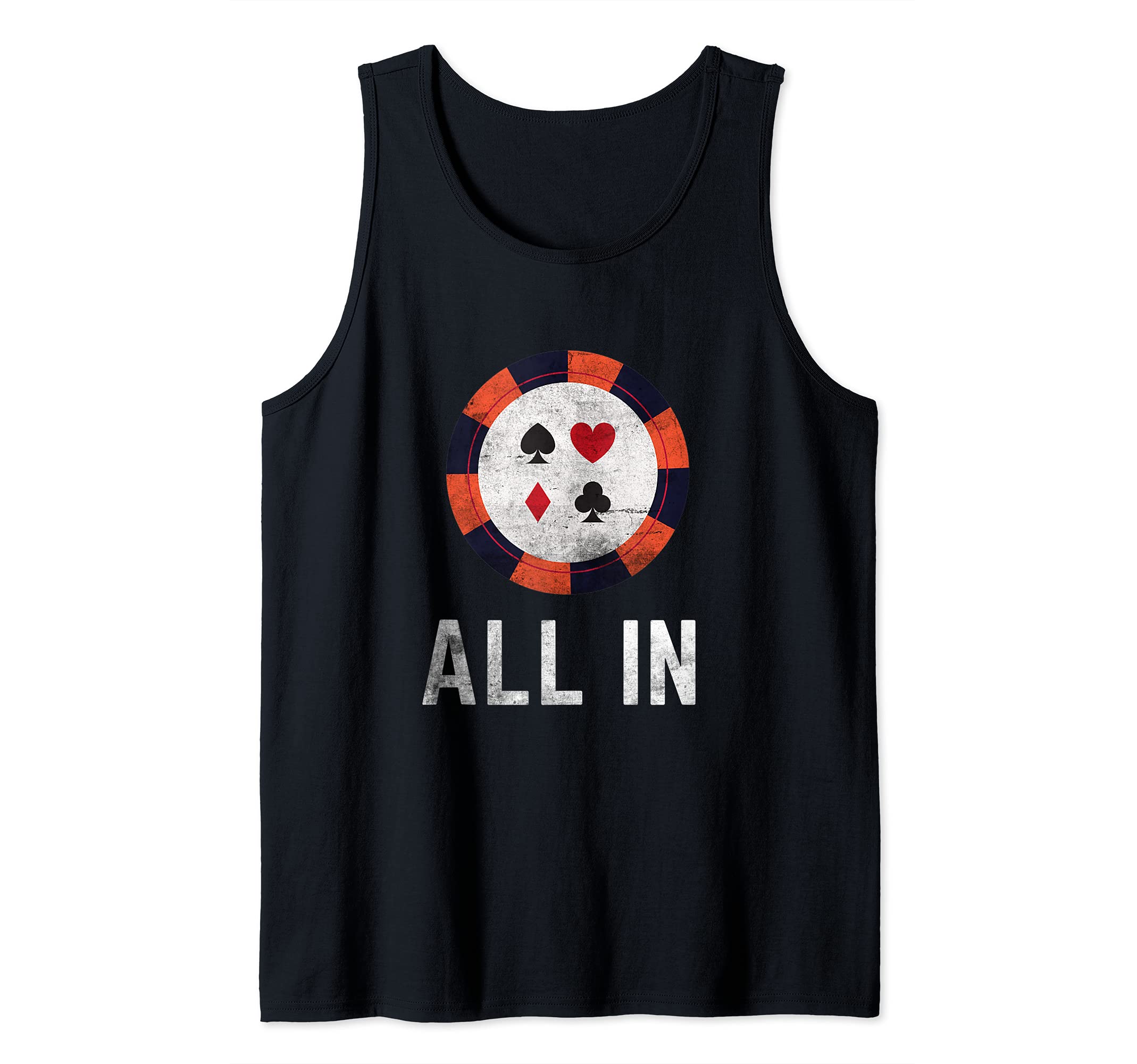 Mens Funny Poker Playing All In Poker Chip Design Poker Player Tank Top