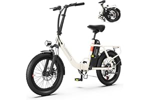 INVANTI Folding Electric Bike, Peak 1000W Ebikes for Adults, 25Mph Top Speed 45Miles 20" Step-Thru Fat Tire Electric Bike for All Terrains with Rear Rack,7-Speed,Front Suspension