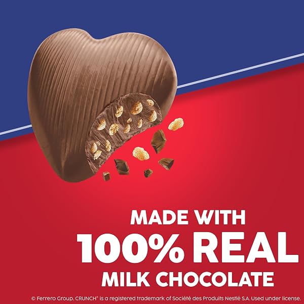 CRUNCH MILK CHOCOLATE HEARTS WITH CRISPED RICE, VALENTINE’S DAY BAG, 9 OZ