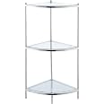 Convenience Concepts Royal Cre Three-Tier Corner Shelf in Clear Glass