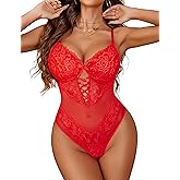 Avidlove Lingerie for Women Lace Bodysuit Teddy V Neck One Piece Mini Babydoll Sleepwear