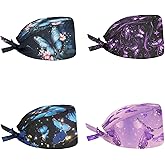 Babrukda 4 Pack Cap with Sweatband Adjustable Tie Back Hat Headgear Xmas Beanie