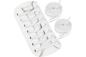 2 Pairs Elastic No Tie Shoe Laces for Adults and Kids, Tieless Flat Shoelaces with Laces Lock for Sneakers