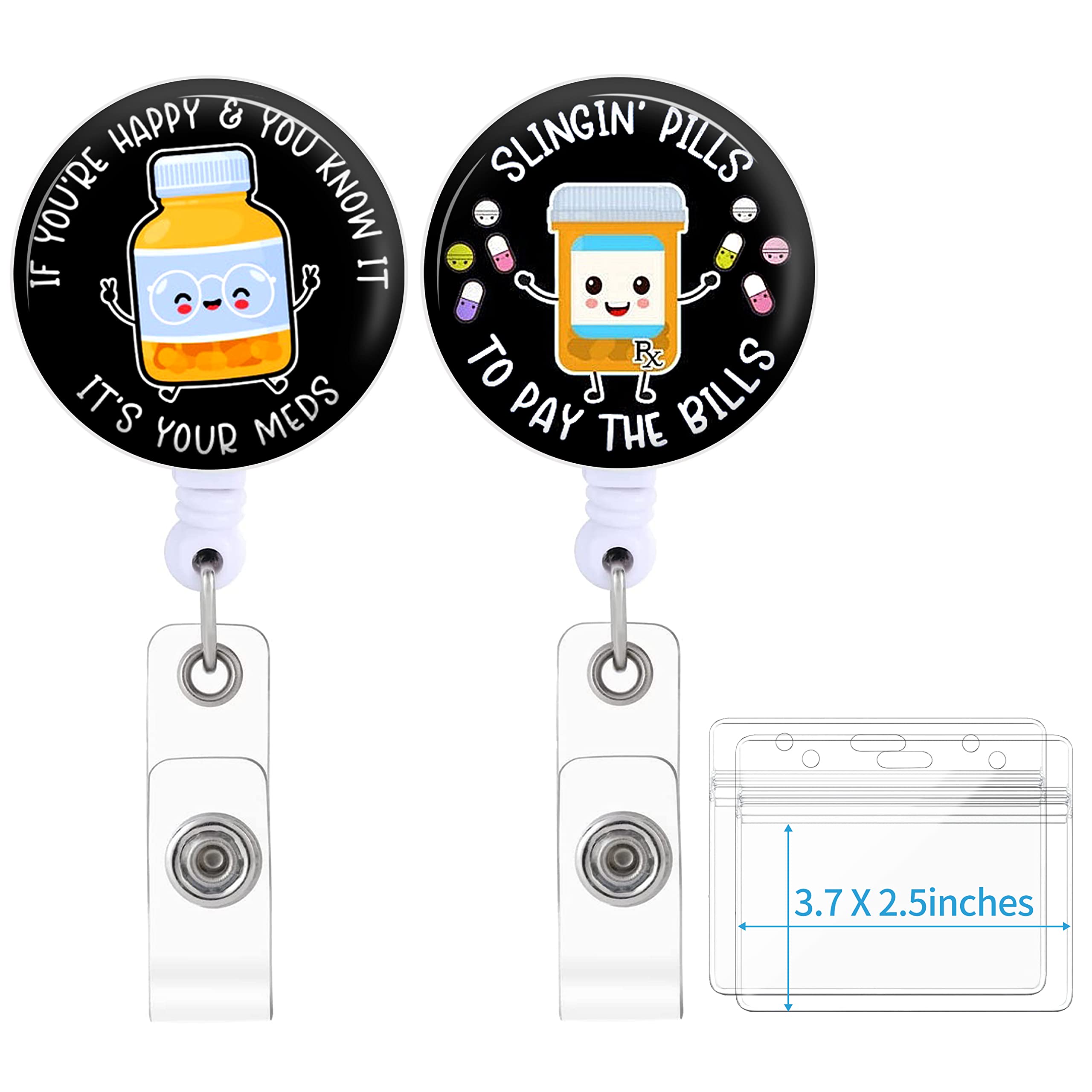 Photo 1 of 2 Pack Pharmacy Badge Reels Holder Retractable with ID Clip for Nurse Name Tag Card Pharmacist Nursing Doctor Medical Work Office Alligator Clip ZJK1004
