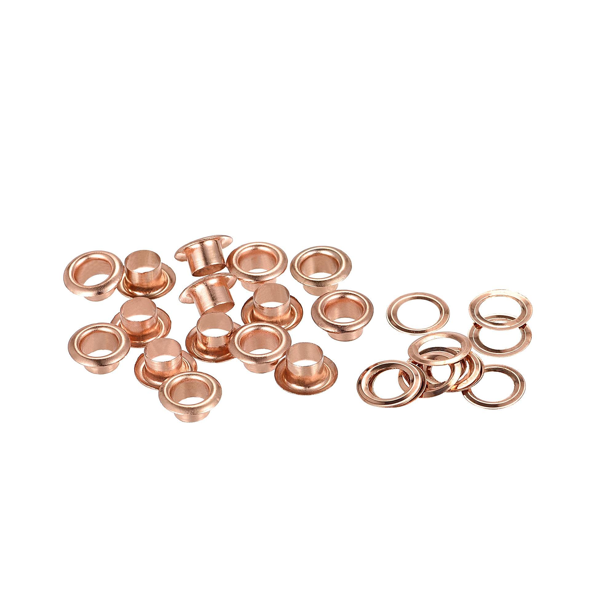 sourcing map Eyelets with Washers, 11 x 6 x 5mm Iron Through Hole Hollow Rivets Grommets Rose Gold 300 Set