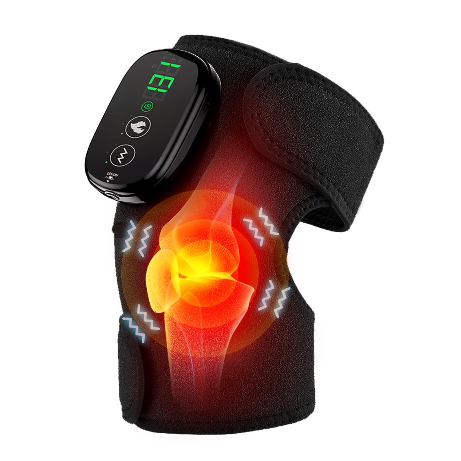 Photo 1 of YUHUO Foot Massager with Heat, Knee Shoulder Elbow 3 in 1 Feet Massager, Heated Knee Massager, Shoulder Massager with Heat Vibration, 210 mins Battery, Cordless Portable, Touchscreen Control (Black)