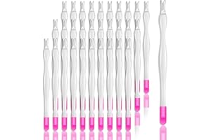 Allstarry 30 Pieces Nail Cuticle Trimmer Remover Plastic Handle Cuticle Pusher Dead Skin Cuticle Knife Nail Cleaner Removal Fork Nail art Tools for Girls Women and Men - White