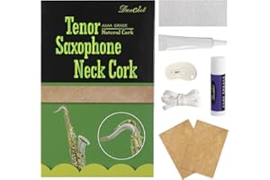 Danchet Tenor Saxophone Cork Replacement Kit,Tenor Sax Accessories,2 pcs Saxophone Cork, Glue, Cork Grease, Knife, Taping, and Sandpaper