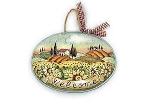 CERAMICHE D'ARTE PARRINI - Italian Ceramic Art Pottery Tile House Plaques Decorative Sunflowers Welcome Landscape Hand Painted Made in ITALY Tuscan