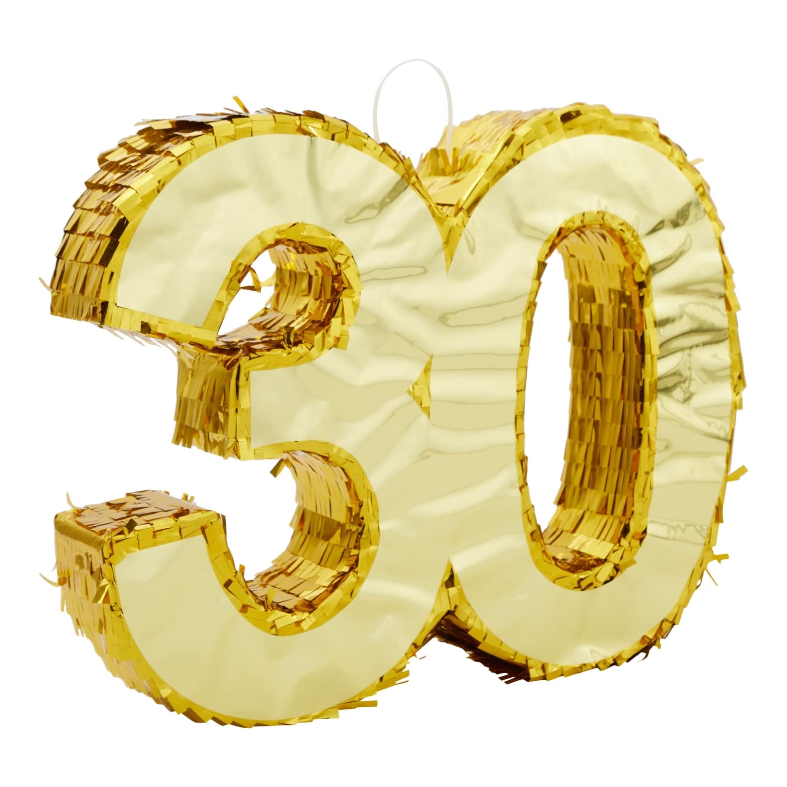 Sparkle and Bash Gold Foil Number 30 Pinata for 30th Birthday Party Decorations, Anniversary Celebrations (Small, 16.5 x 13 x 3 Inches)