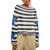 Mxiqqpltky Star Shirt Women Oversized Y2k Graphic Long Sleeve Crewneck Loose Preppy Sweatshirt Aesthetic Pullover Top Shirts