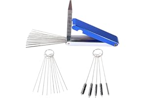 QAZAKY 13 Cleaning Wires Set + 10 Cleaner Needles + 5 Nylon Tube Brushes Tool Kit for Carbon Dirt Jet Nozzles Gas Orifice Eng