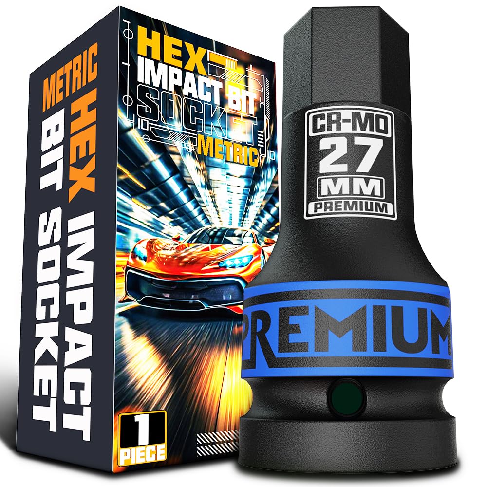 KIRXST 3/4" Impact Hex Bit Socket, H27 (27mm) Allen Key Socket, Premium CR-MO Steel, Metric 100mm Length