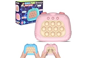 POJZIUY Upgrade Pop Fidget Console Game Pro Toys, Light Bubble Puzzle Toys for Autism Kids Decompression, Ectronic Handheld Push Up Sensory Machine Games for 3-7 8-12 Years Old (Pink)