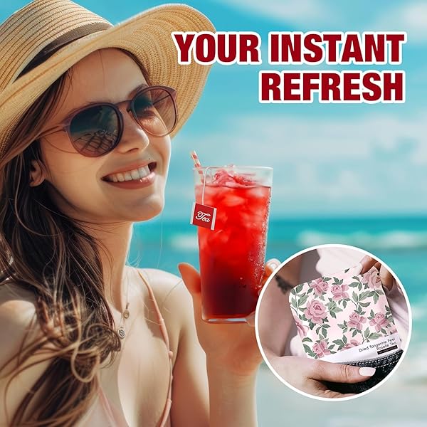 LIPBUSY CARE HIBISCUS TANGERINE COLD BREW TEA BAGS, CAFFEINE FREE 10 BAGS (PACK OF 1), NATURAL DRIED HIBISCUS FLOWERS HERBAL TEA, TE FLOR DE JAMAICA ORGANICA FOR BLOOD PRESSURE -HOT OR ICED TEA
