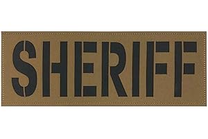 uuKen Reflective Laser Cut Sheriff Patch 11x4 inches for Tactical Vest Jacket Uniform Plate Carrier Back Panel with Hook and Loop (RF Coyote Tan and Black, XL 11"x4")
