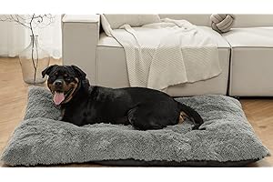 Auemtyn Large Dog Bed, Faux Fur and Polyester, 54"x37"x4", Anti-Slip Design, Machine Washable