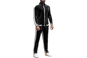 RPOVIG Velour Tracksuit Sweatsuit Velvet:Men's Jogging track suit 2 Pieces Set Zip Up Sweatshirts Jacket Pants With Pockets