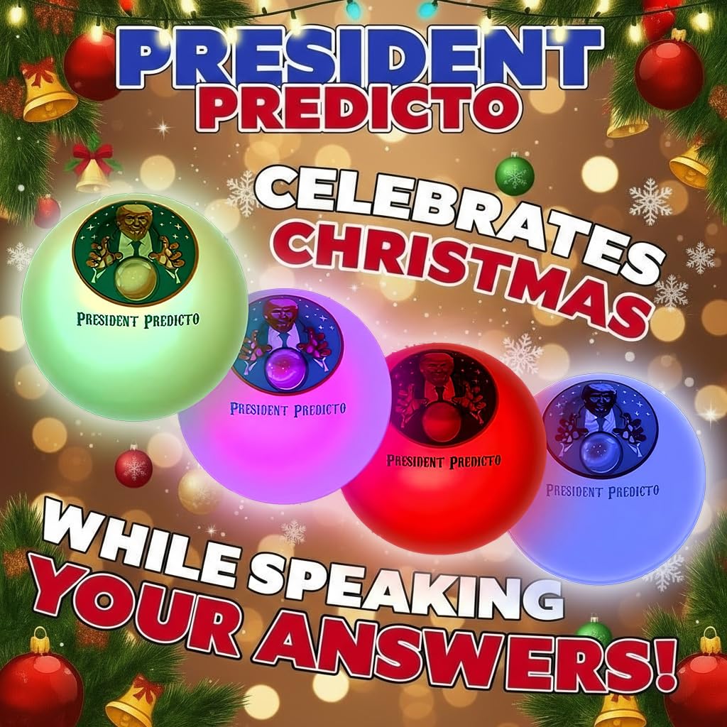 Talking President Predicto Fortune Telling Ball - Lights Up & Trump Talks - Ask Questions & Hear Donald Answer - Funny White Elephant Gifts for Men - Trump Christmas Merchandise, Gag Gift