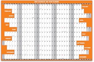DVN LEARNING 2024 Wall Calendar Large, 12 Month Annual Yearly Monthly Wall Planner, Size 24" x 36" (Orange)