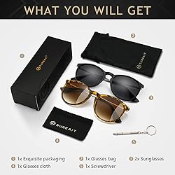SUNGAIT Vintage Round Sunglasses for Women Men