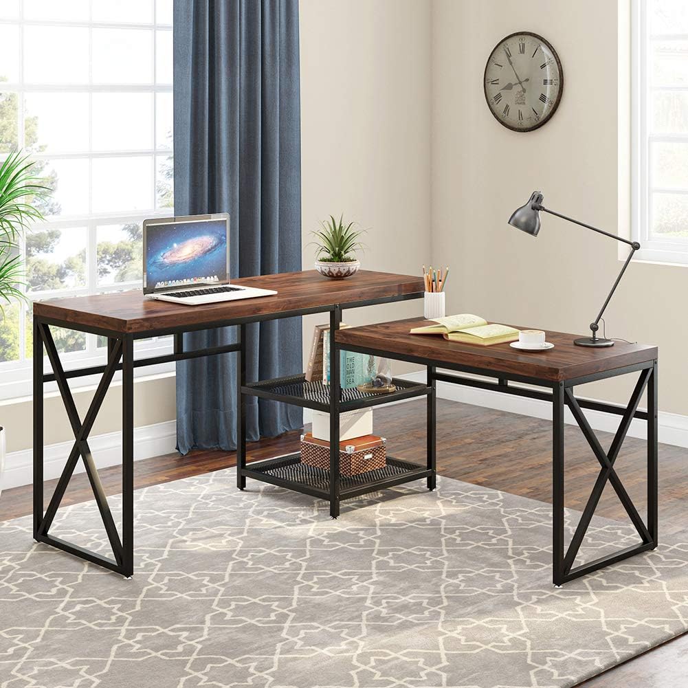 Tribesigns Industrial Lshaped Desk With E77