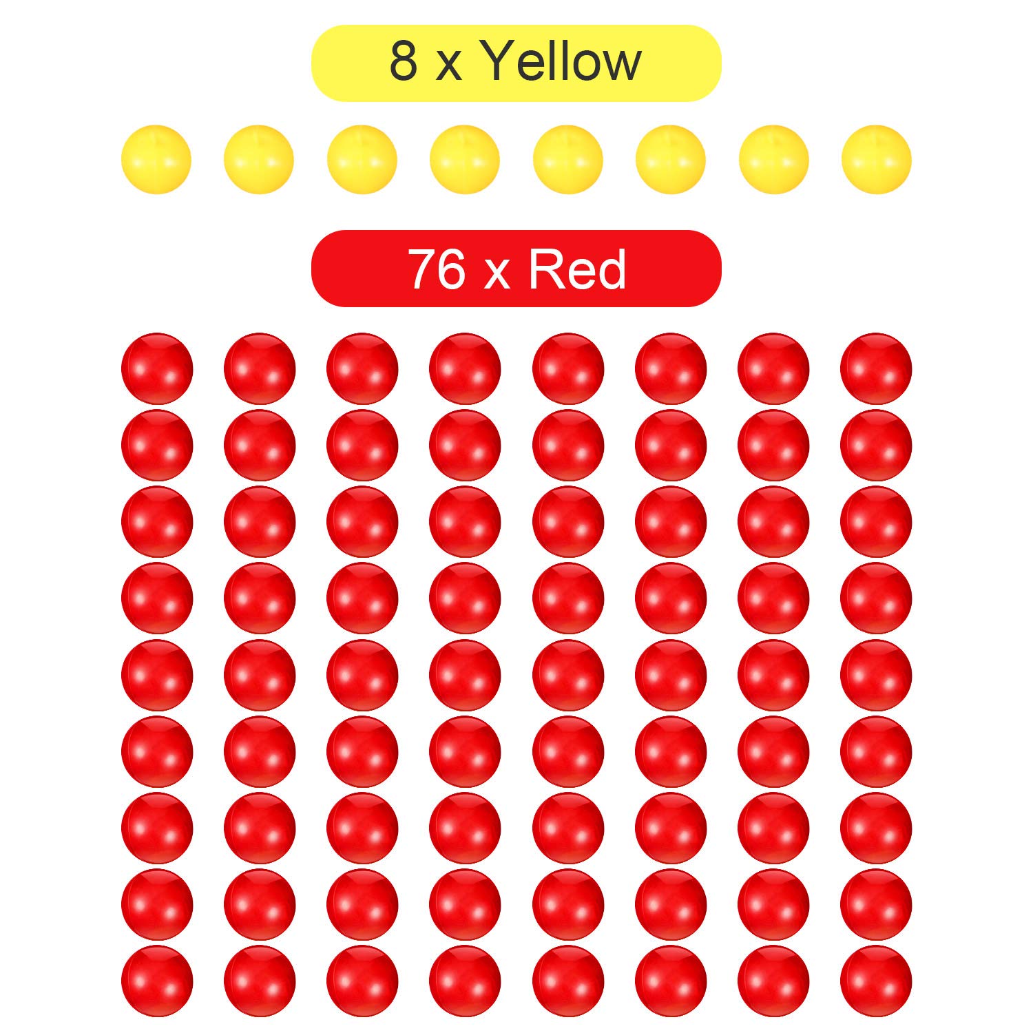 84 Pieces Game Replacement Balls 4 Sets Game Replacement Marbles Compatible with Hungry Hungry Hippos, 76 Red and 8 Yellow Balls