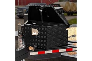 KitsPro Utility Trailer Tongue Tool Box for ATV UTV RV Truck Trailer, 26" x 13" x 12" Gloss Black Aluminum Cargo Storage Organizer Toolbox with Lock & Keys