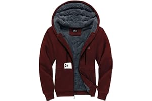 Little Beauty Fleece Hoodies for Men Winter Thick Jackets Sherpa Lined Zip Up Sweatshirt With Kanga Pocket