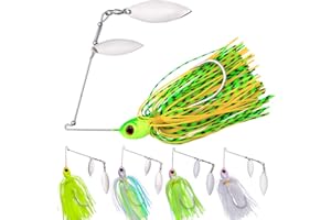 BAIKALBASS Spinnerbait Fishing Lure, Hard Metal Jig Spinner Baits Kits Swimbait for Bass Trout Pike Salmon Walleye Freshwater Saltwater 5pcs/Pack