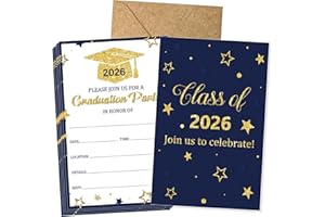 ONANNA Graduation Invitations 2026 30 Pack Grad Party Invite Cards with envelopes, Class of 2026 Graduation Announcements for