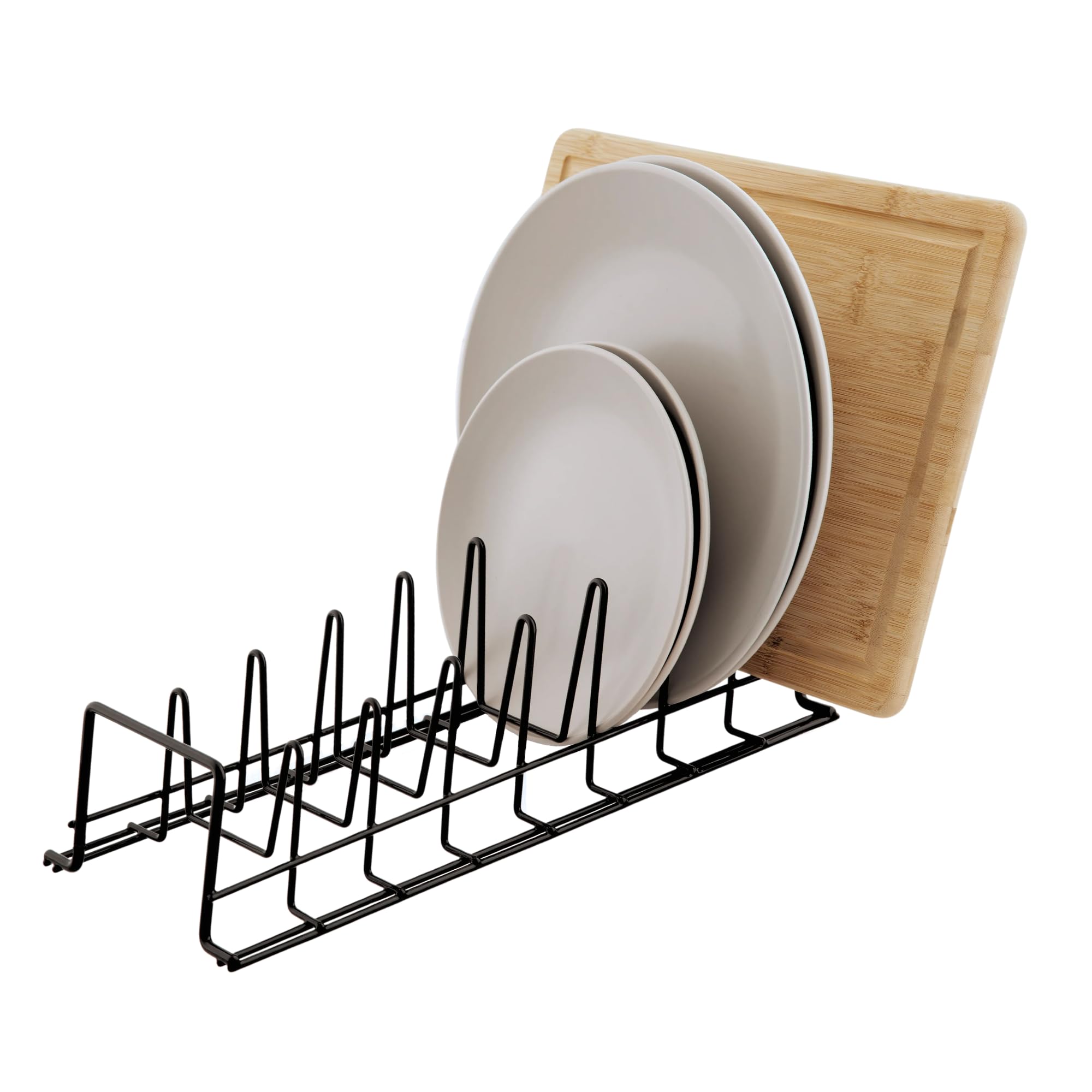 simplywire – Plate/Baking Tray/Pan Lid Rack – Kitchen Cupboard Storage Organiser - Black Plastic Coated Steel