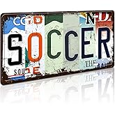 Vintage Metal Tin Signs Sports Wall Art Soccer Wall Decor for Bedroom, Living Room, Home Bar or Club for Sports Lovers, 6x12 Inch License Plate