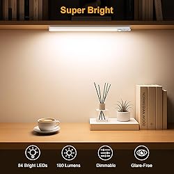 Gritin 10.2inch Under Cabinet Lighting Rechargeable