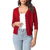Urban CoCo Woman's 3/4 Sleeve V-Neck Cropped Cardigan Sweater Open Front Lightweight Knit Shrugs for Women