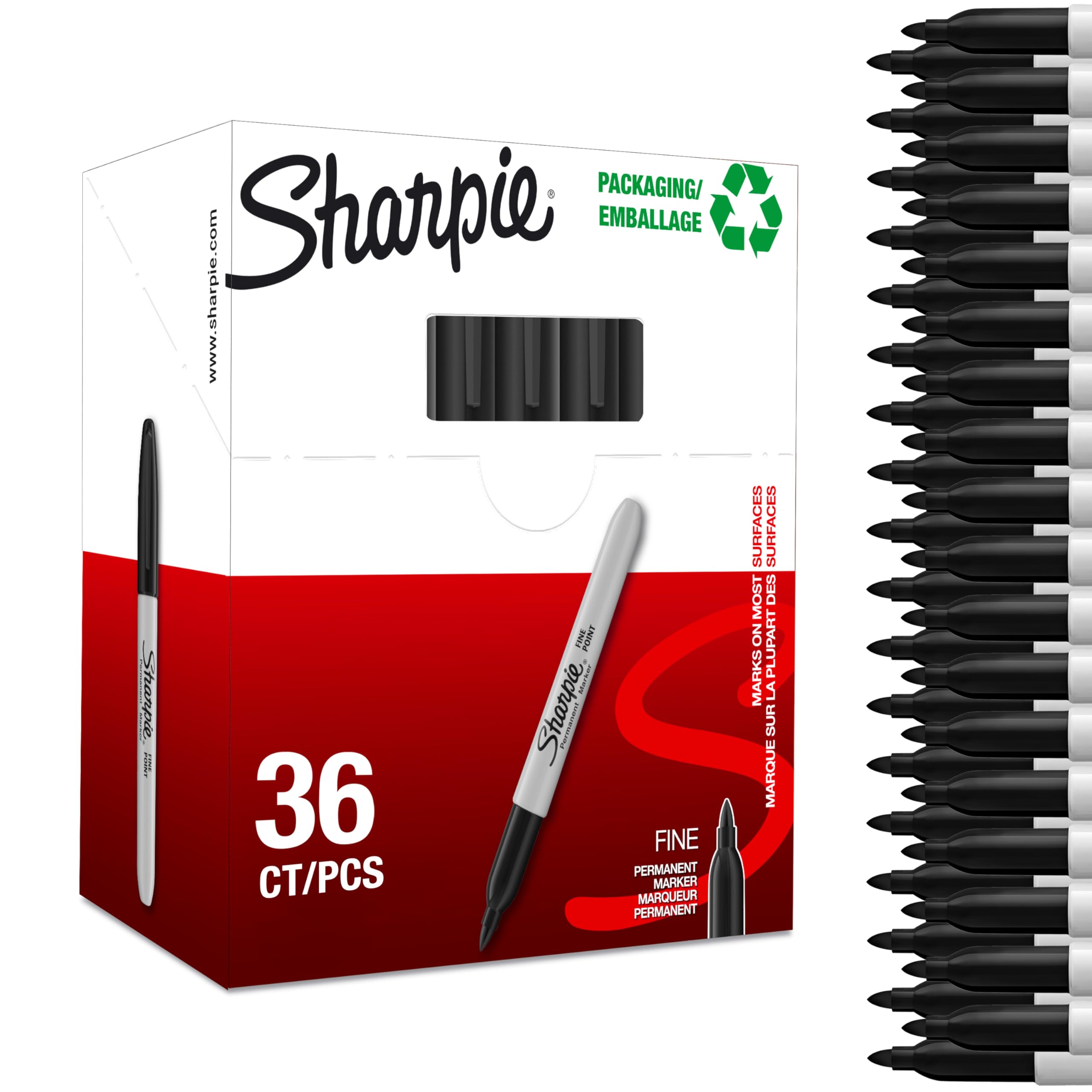 Sharpie Permanent Markers | Fine Point for Bold Details | Black Ink | 36 Marker Pens — image 1